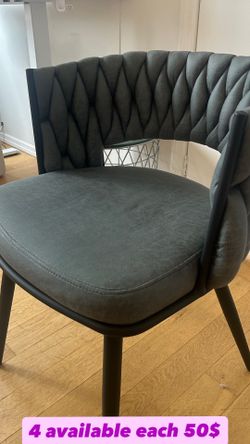 Modern Gray Upholstered Dining Chair - Excellent Condition