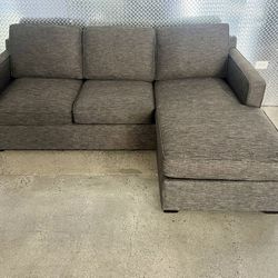 ( Free Delivery ) Crate and Barrel Barret Dark Gray Sectional Couch with Storage