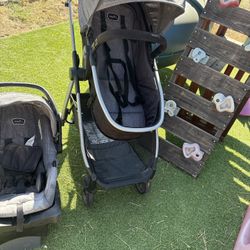 Evenflo Omni Plus Modular Travel System stroller and car seat combo.