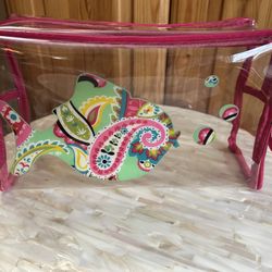 Vera Bradley Clear Plastic/Pink/With Fish Toiletry Bag In Gently Used Condition