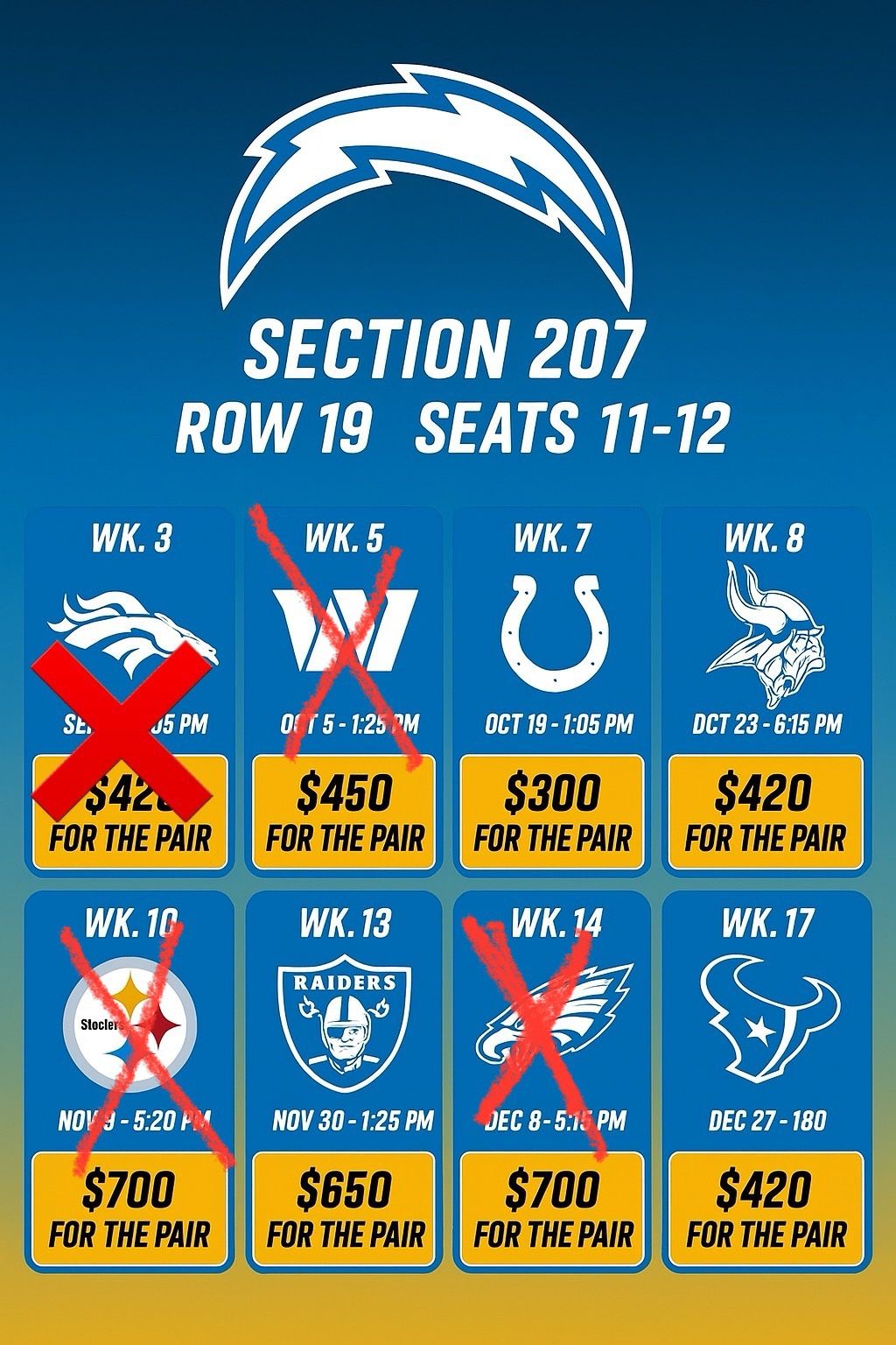 Chargers Season Tickets