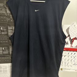 Nike 2XL MEN Vintage Navy Center Swoosh Mesh Tank Sleeveless Basketball Shirt
