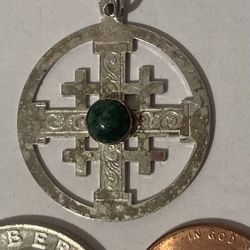 Vintage Sterling Silver And Turquoise Pendant 