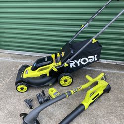 Ryobi 18v 16 Inch Lawnmower Bundle 