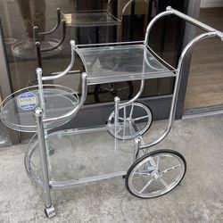 Glass Serving Tray Cart