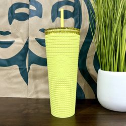 🌻 Starbucks 2023 Meadow Yellow Matte Soft-touch Grid Tumbler Venti 24oz 