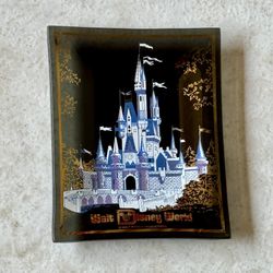 Vintage 70s 80s Glass Walt Disney World Cinderella Castle Dish Ash Coin Trinket