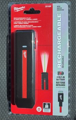 Milwaukee 2016R Rechargeable Flat Flashlight with Green Laser