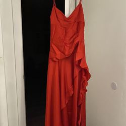 Red Ruffle Prom Dress Size 4