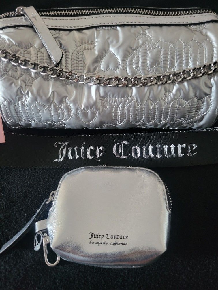 NEW ! JUICY COUTURE Metallic Silver Crossbody Strap 