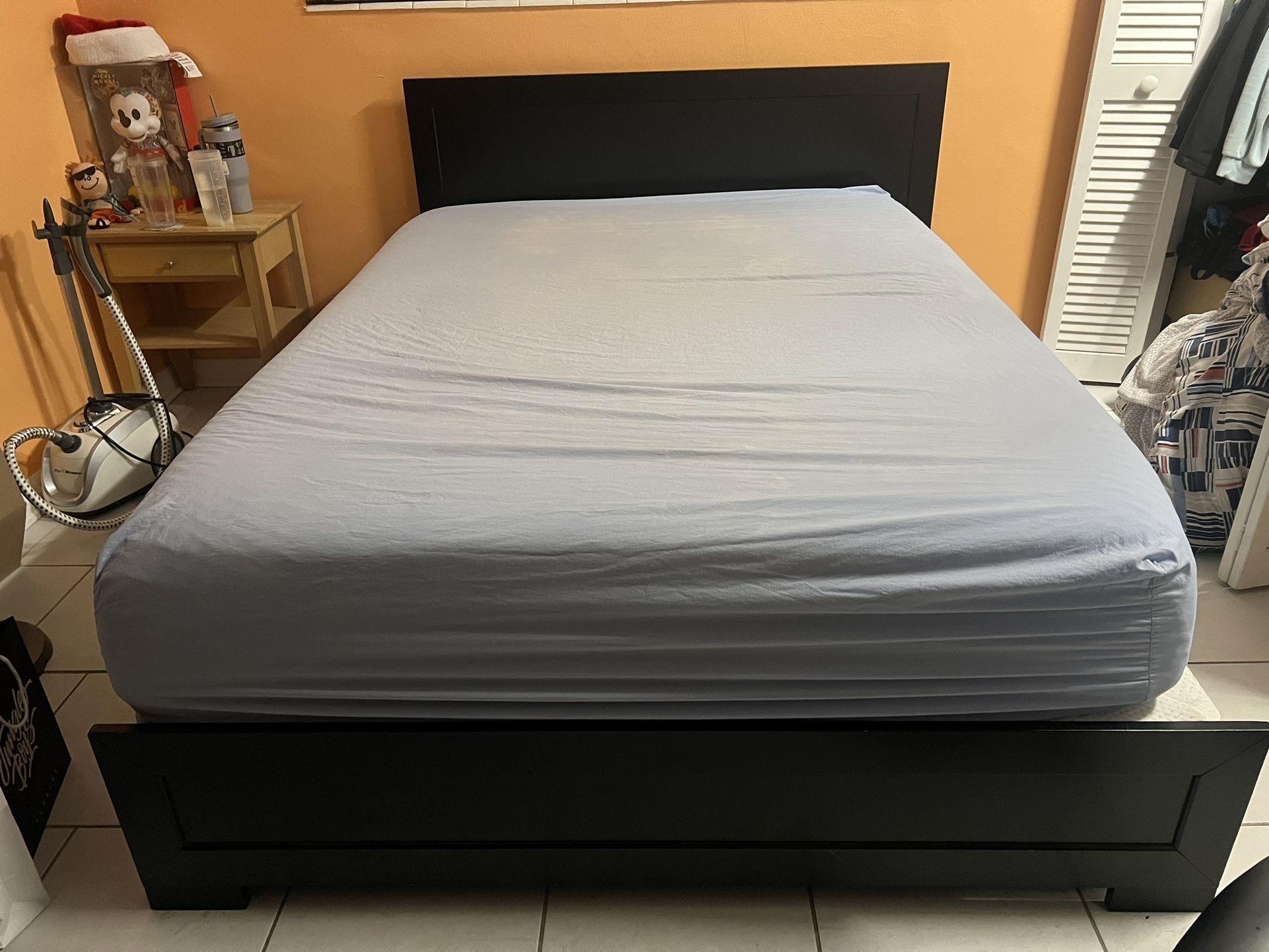 Queen Bed Frame + Mattress And Matching Dresser