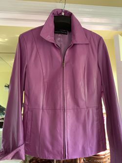 Leather Jacket XXS Hip length Hot pink color