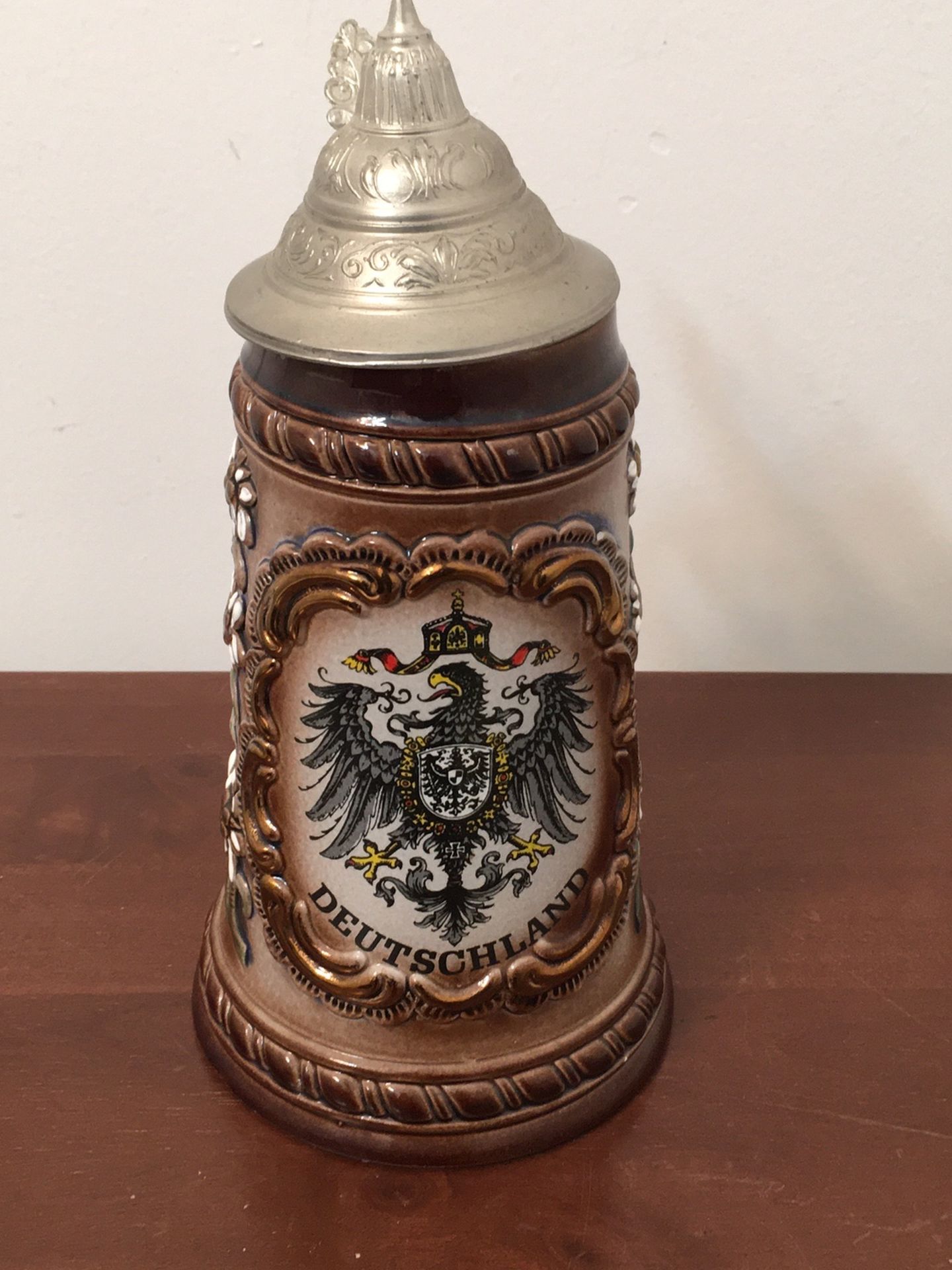 Handarbeit Handmalerei Original King Western Germany Beer Stein With Lid,