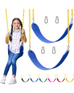 Jungle Gym Kingdom Swings for Outdoor Swing Set - Pack of 2 Swing Seat Replacement Kits with Heavy Duty Chains - Backyard Swingset Playground Accessor