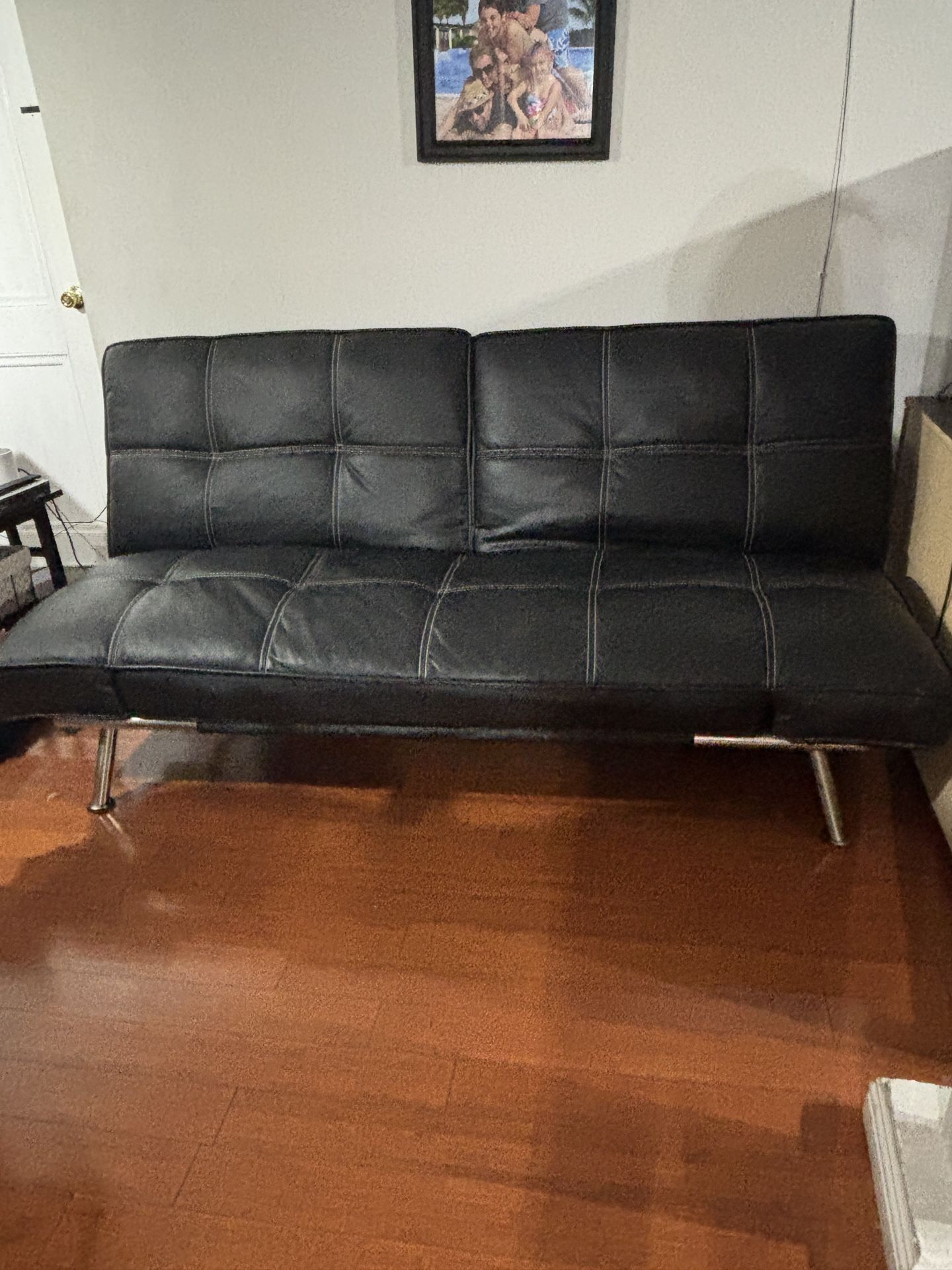 Faux Leather Full Size Futon In Excellent Condition