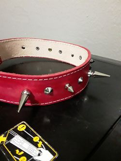 Dog collars 100%leather S,M,L,XL with spikes (collar para perros con pikos 100 % cuero )