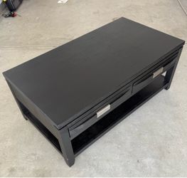 Black Wood Coffee Table with Drawers