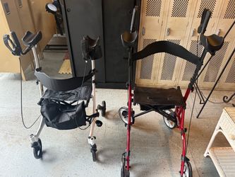 Excellent condition and like new! These upright rollator walkers feature adjustable padded forearm and arm supports designed to provide additional sup