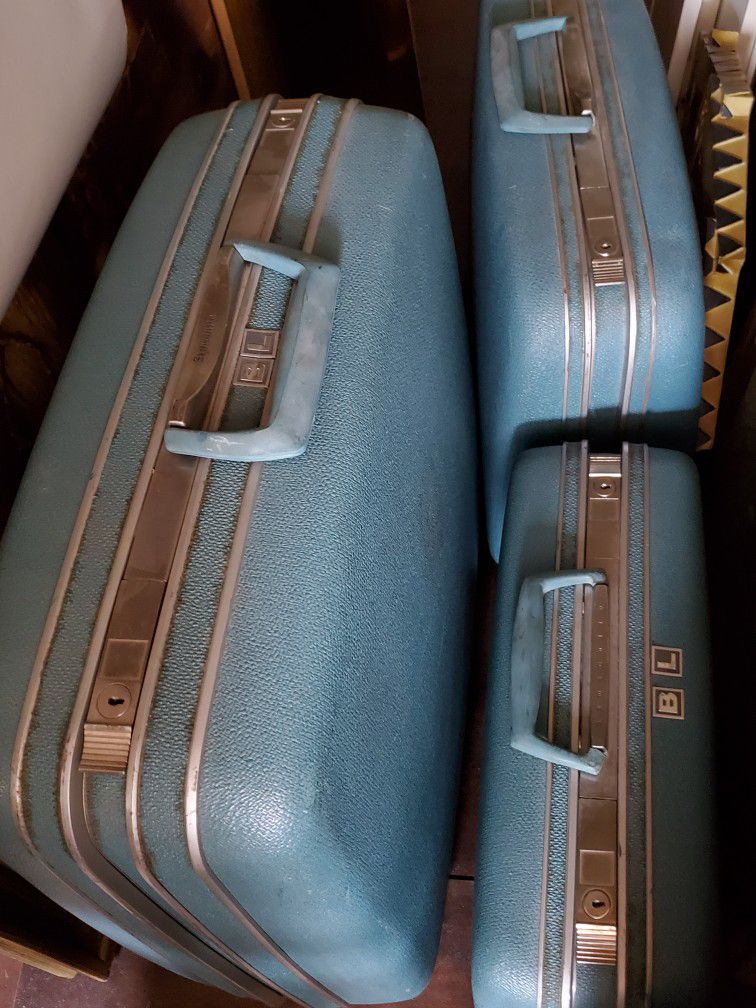 Samsonite 1960's 3- Piece Luggage Set/ Blue