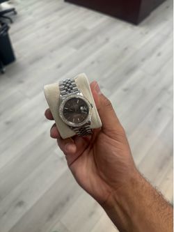 Rolex Date 15210 34mm Gray Dial Diamond Bezel Stainless Steel Jubilee 1991