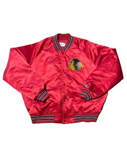 Chalk Line Chicago Blackhawks 90s Bomber Jacket Satin XL USA Embroidered Logo