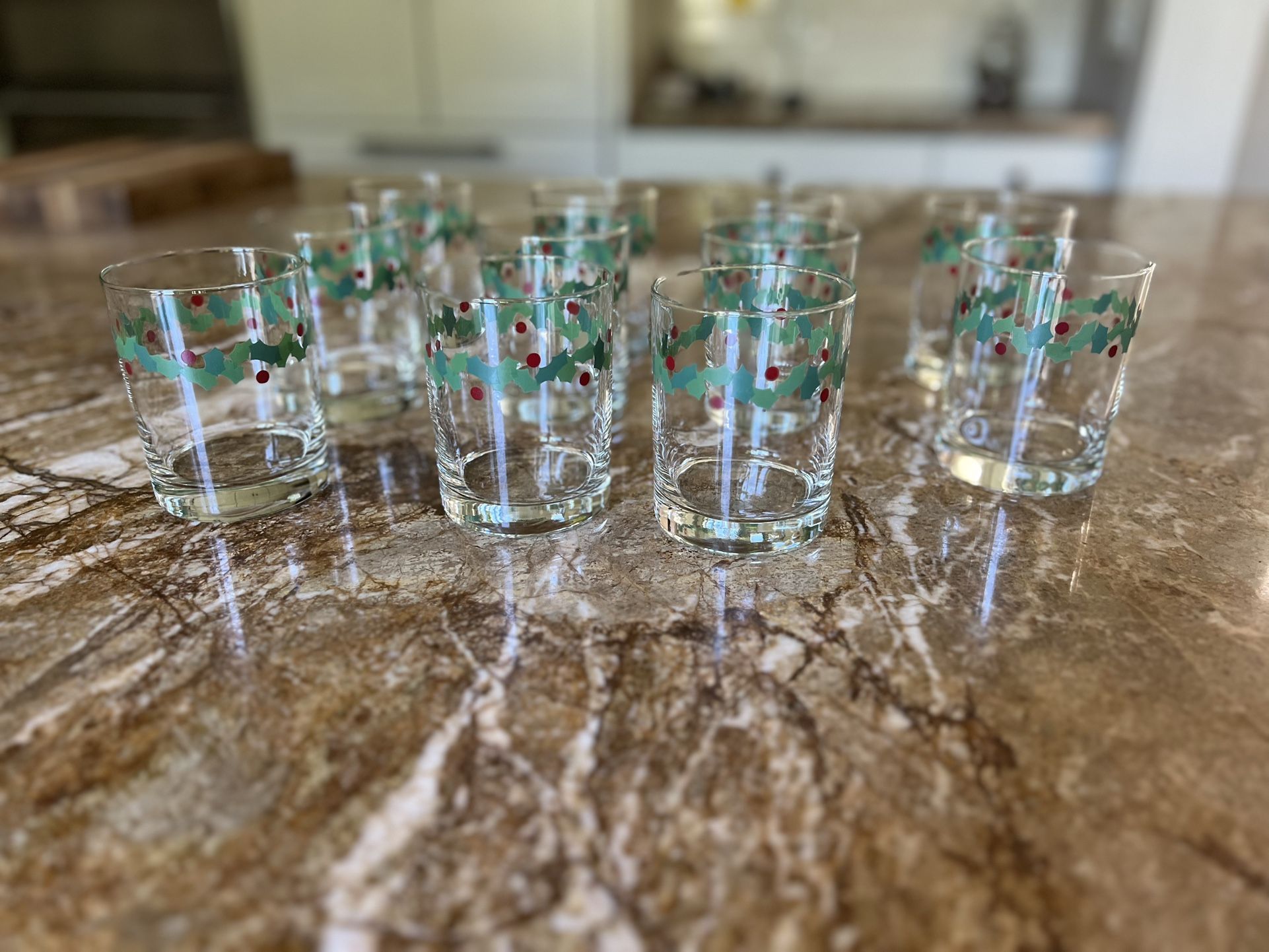 Vintage Christmas Holly Cocktail Glasses (11)