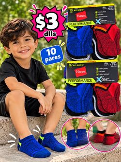 Hanes Boys' No Show Performance Socks 10-Pack