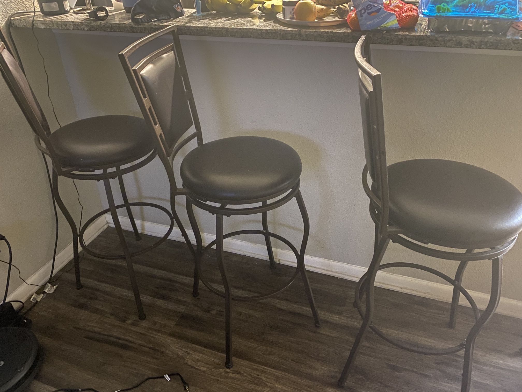 3 Brown Bar Stools 