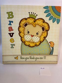 Lion “Brave” Wall Decor Nursery Kids Room 16x18