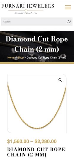 Gold Chain $1,500 (Diamond Cut Rope Chain, 22’, 2mm, 14k)