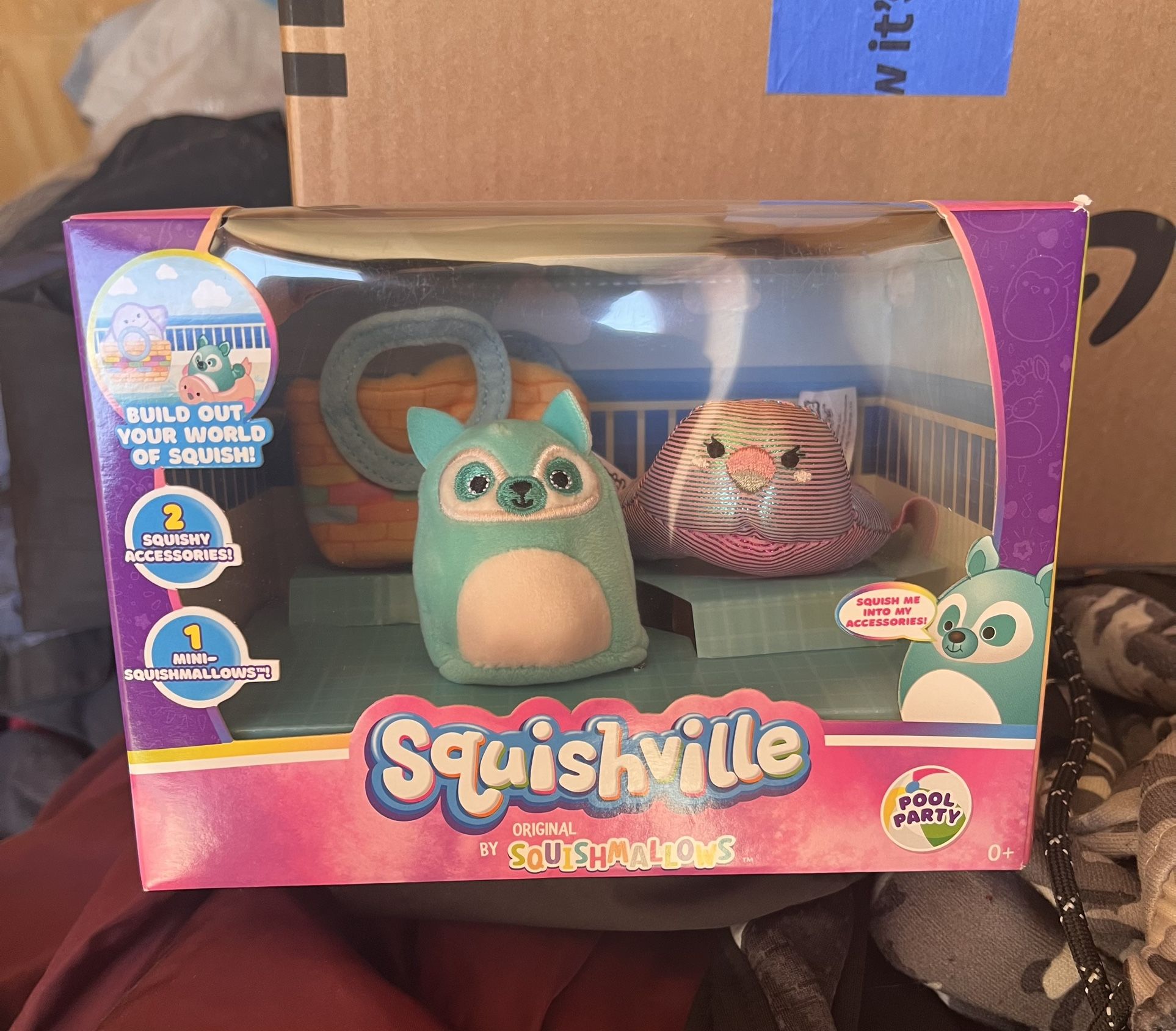 Original Squishmallows Squishville Pool Party Toy Set
