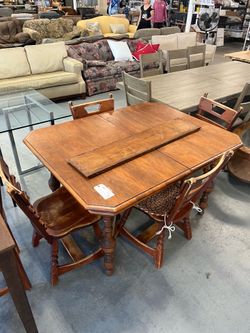 Vintage wood table and chairs dining set (in store)