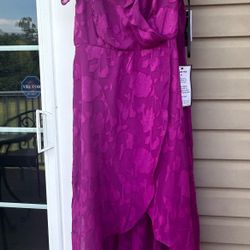 BCX Plus Pink Purple Mauve Ruffled Textured High-Low DRESS. Size 1X. NWT!