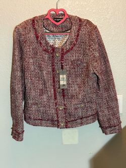 KARL LAGERFELD Paris -  Wine Combo 4 Pocket Tweed Jacket - MSRP $189.50 RARE!