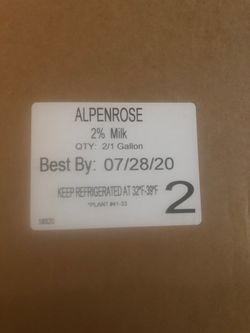 Free 2% milk 2 gallons