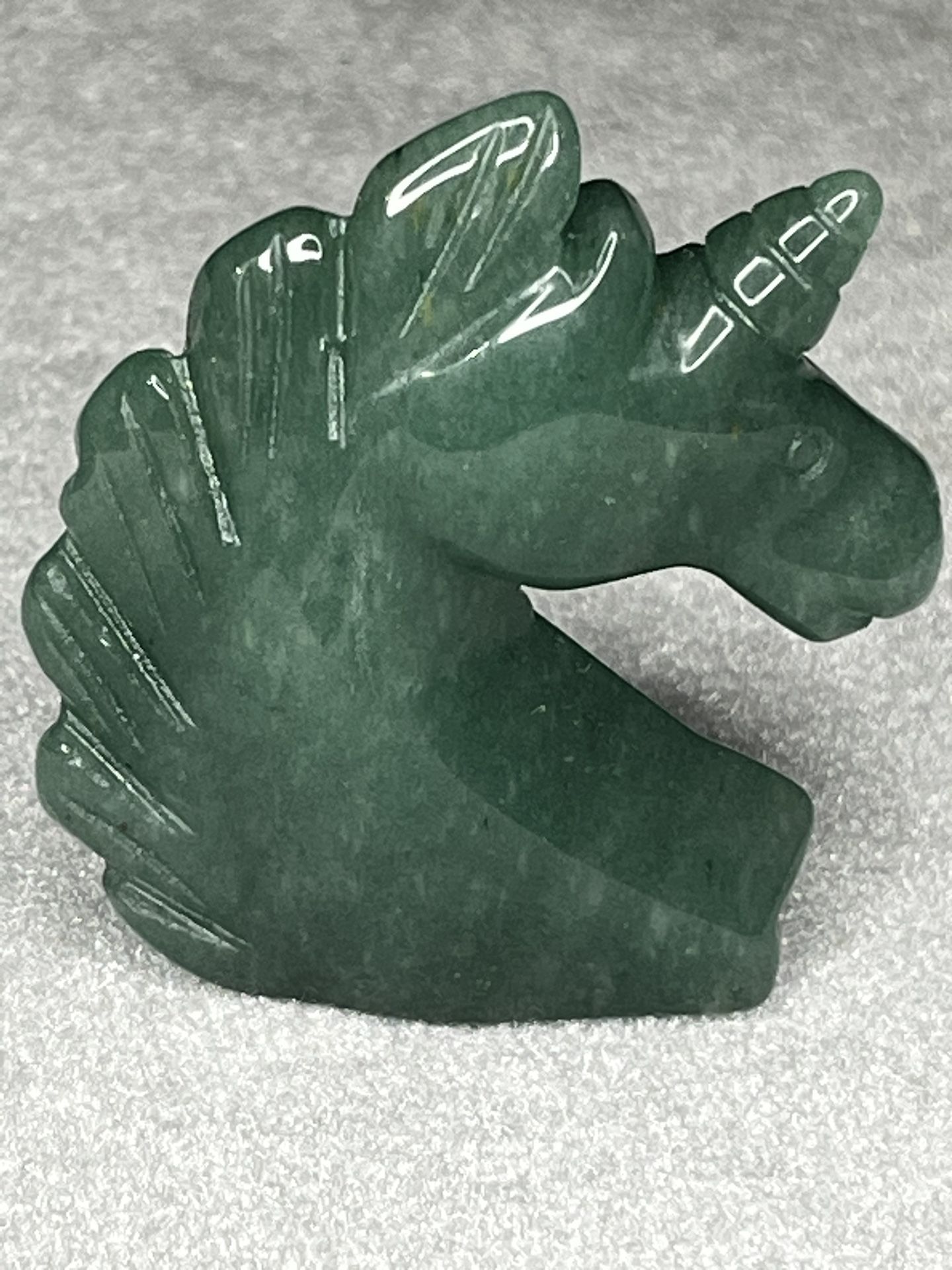 Natural Green Aventurine Unicorn Head Carving