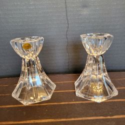 Vintage Tipperary Crystal Paor Of Lead Cryatal Candlestick Holders 3.5" Ireland