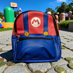 Official Nintendo Super Mario Bros Mario Cosplay suit Mini Faux Leather Backpack