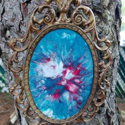 "Ghostly Reflections" Vintage Italy Ornate Frame Pour Painted