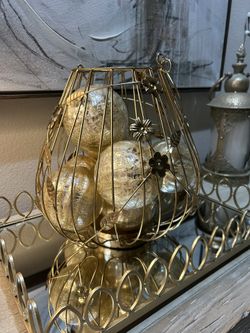POTTERY BARN BRASS DECOR BASKET