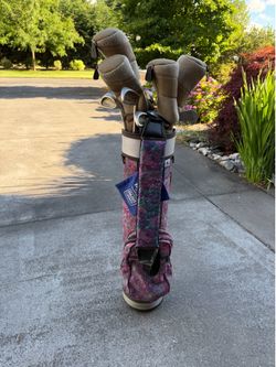 Vintage 1990s Lady Cobra II Complete Golf Set & Floral Tapestry Bag