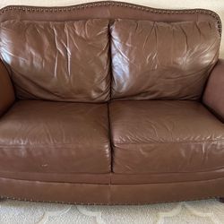 Genuine Leather Loveseat, Oversized chair and Ottoman 