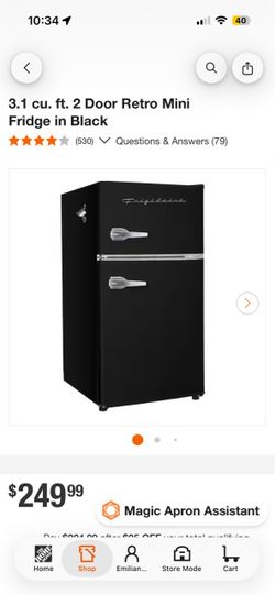 3.1 cu. ft. 2 Door Retro Mini Fridge in Black