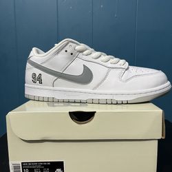 Nike SB Dunk Low Supreme 94 White Metallic Silver