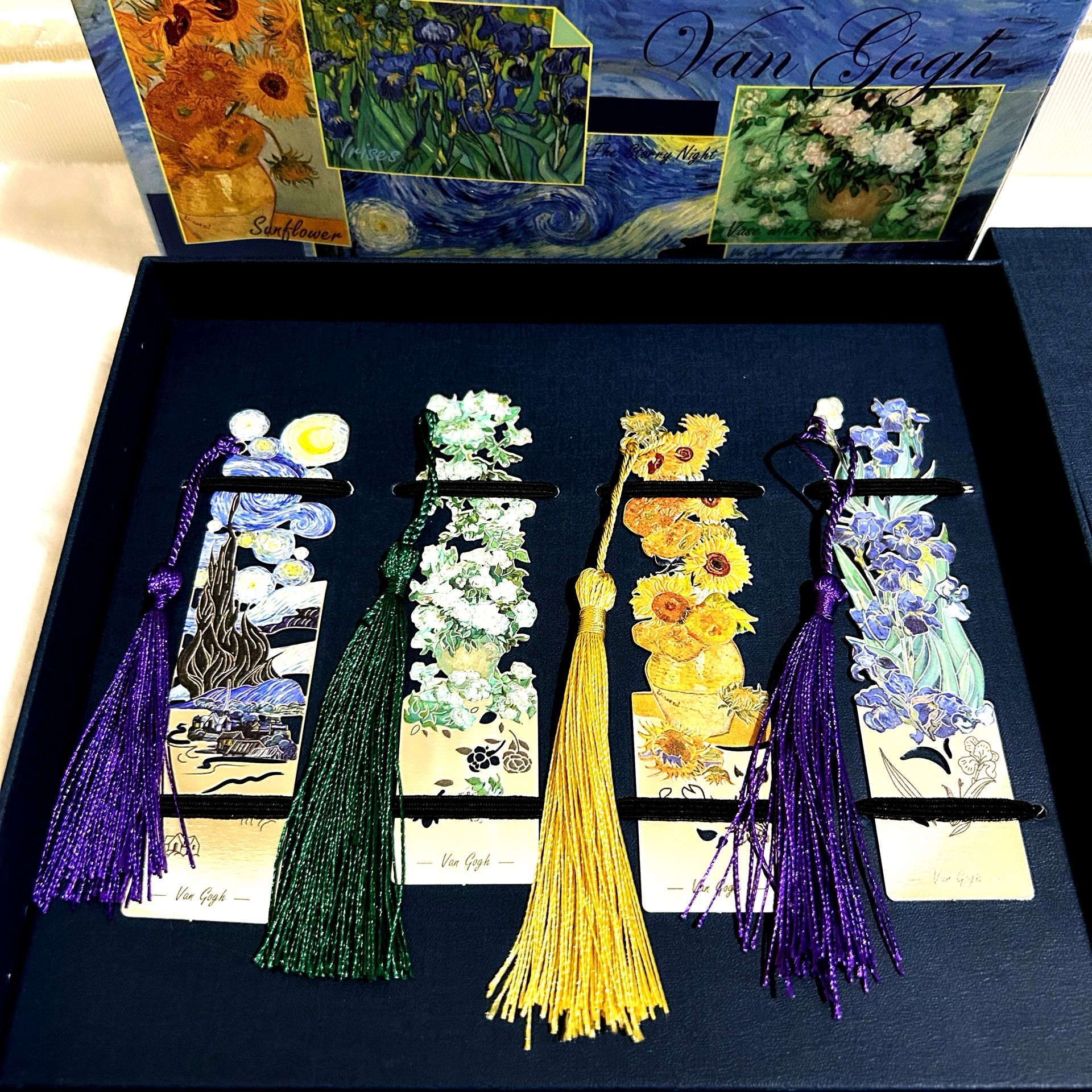 Van Gogh Paintings Metallic Bookmark w/Tassel (Set of 4)
