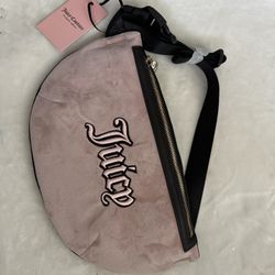 Juicy Couture Logo Velour Fanny Pack Belt Bag Brown Dusty Pink