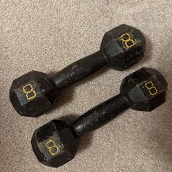 Rare Vintage Set of 8lb Dumbbells 