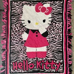 Rare Handmade Hello Kitty Quilt / Throw / Wall Hanging