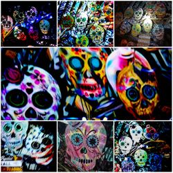 Dual Sided --- Día de Muertos , Day Of The Dead Hanging Faces Tribute