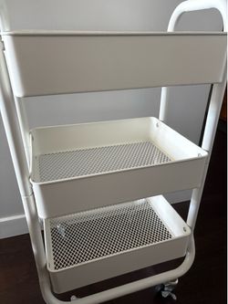 White metal cart with wheels 31.5 hight